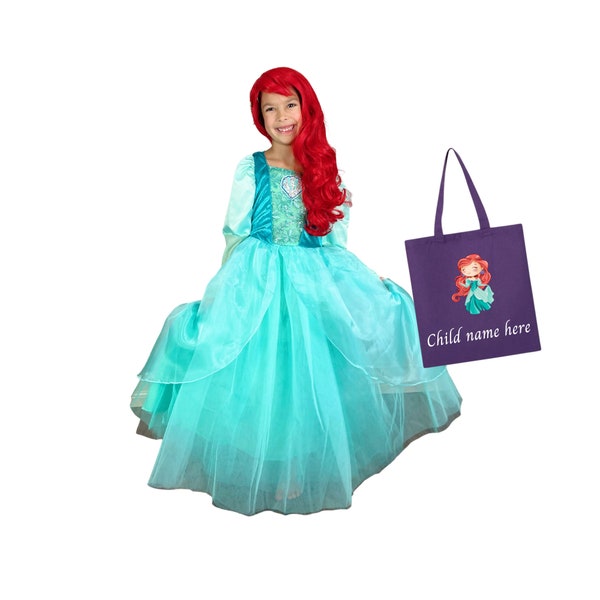 Ariel Little Mermaid dress, Ariel gift set, costume + accessories, Ariel dress, PERSONALIZED GIFT SET , Gift for girls