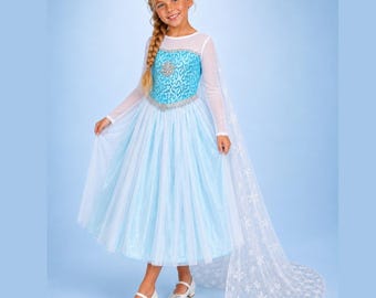Elsa dress Ice Queen Elsa Costume Snow Queen Dress with Cape Elsa dress for girls