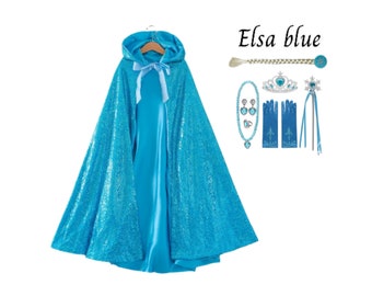 Princess Cloak, Hooded Cape Cloak, Princess gift set, Elsa Cloak, Ariel Cloak, Rapunzel Cloak + Accessories Gift for girls