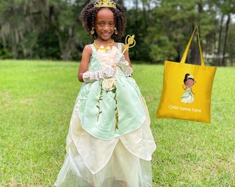 Tiana PERSONALIZED GIFT SET Tiana dress accessories Princess Tiana and  The Frog costume Princess Tiana costume for dress