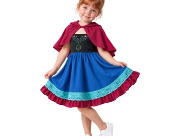 Frozen Anna dress Ice Queen sister princess dress for girls