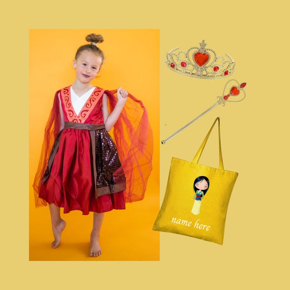 Princess Mulan PERSONALIZED GIFT SET. Halloween Costume. Princess Mulan Deluxe Dress Accessories Princess Mulan Costume for Dress Up Etsy