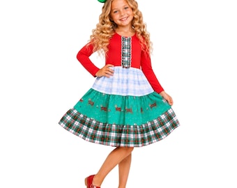 Christmas dress, Christmas Day dress, Girls Holiday dress, plaid dress