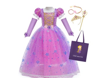 Rapunzel Deluxe dress, Rapunzel dress up, Tangled dress, Rapunzel birthday Dress + Accessories + tote bag, PERSONALIZED GIFT Gift for girls