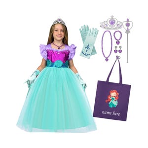 Ariel dress for girls Ariel Little Mermaid PERSONALIZED GIFT SET Ariel dress & accessories for toddler and girls Ariel costume for dress up.