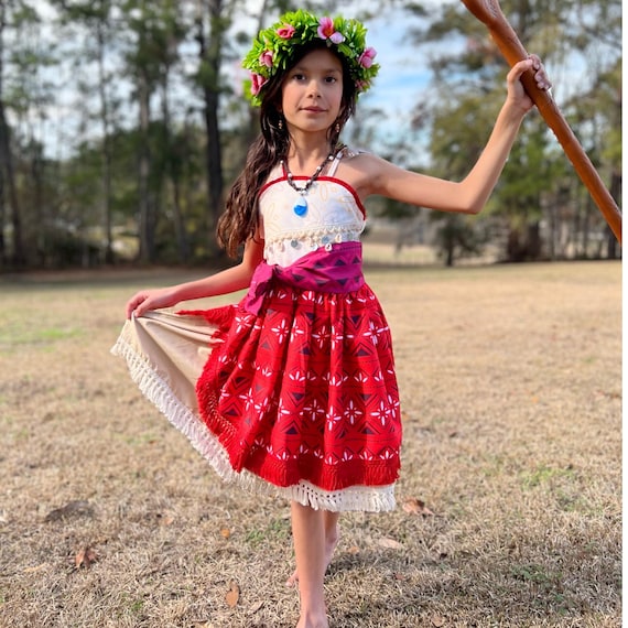 Moana 2 Girls Dress PERSONALIZED GIFT SET Dress & accessories Moana costume for toddler and Girls Moana 2 Necklace Moana Flower Crown