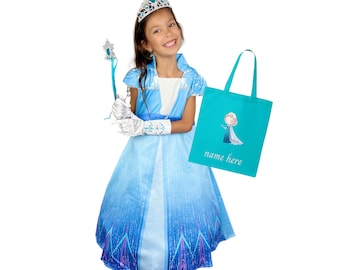 Frozen 2 Elsa dress, Frozen 2 costume, Frozen accessories, Elsa outfit & PERSONALIZED TOTE BAG, Personalized gift set , Gift for girls