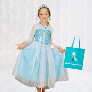 Elsa Frozen dress PERSONALIZED GIFT SET Frozen Elsa dress & accessories for girls and toddler Ice Queen Elsa Frozen costume for dress up.