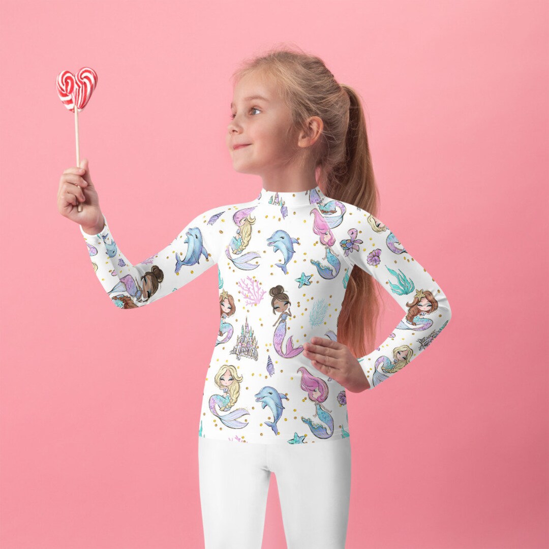 Mermaid Magical Kingdom, White Rash Guard - Etsy