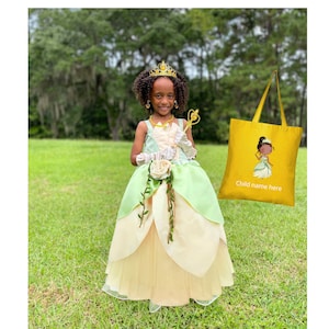 Tiana dress & accessories, Tiana dress, Princess and The Frog, Princess Tiana costume, Princess Tiana  PERSONALIZED GIFT SET Gift for girls