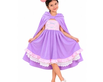 Rapunzel Inspired Cotton Dress: Tangled Princess Costume, Girls Gift