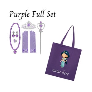 Alladin&#39;s Princess Jasmine Accessories with Personalized Tote Bag, Alladin&#39;s Princess Jasmine Gift Set , Gift for girls