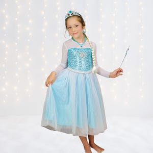 Elsa Frozen dress PERSONALIZED GIFT SET Frozen Elsa dress & accessories for girls and toddler Ice Queen Elsa Frozen costume for dress up.