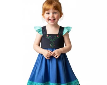Vestido de Anna de Frozen, vestido de princesa hermana de la Reina de Hielo para niñas