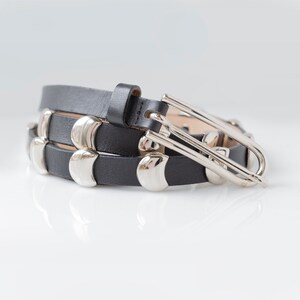 Gargiulo’s Made In Italy Studded Leather Belt Garuglieri Made in Italy Silver Studded Black Leather Belt  main image 2