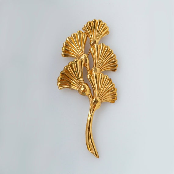 LANVIN GERMANY Brooch Gold Plated Vintage Large B… - image 1