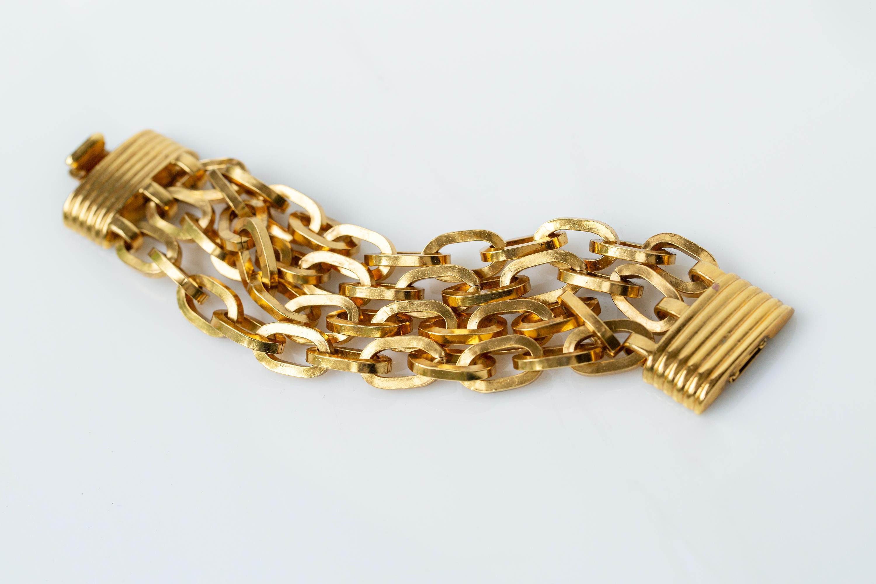 ゴールドトリプルチェーンベンアムンブレスレット、優れた