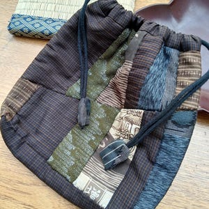 Handmade Kimono Fabric Patchwork Drawstring Pouch