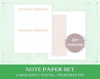 Printable Fawn Brown Stationery | digital notebook | lined pastel paper | study notes | A5, A4, half letter, letter | instant download