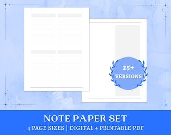 Minimalist Printable Note Paper | checklist templates | lined pages | digital notebook | A5, A4, half letter, letter | instant download