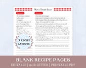 Printable Recipe Templates | blank fillable editable recipe pages | farmhouse cooking binder | instant download