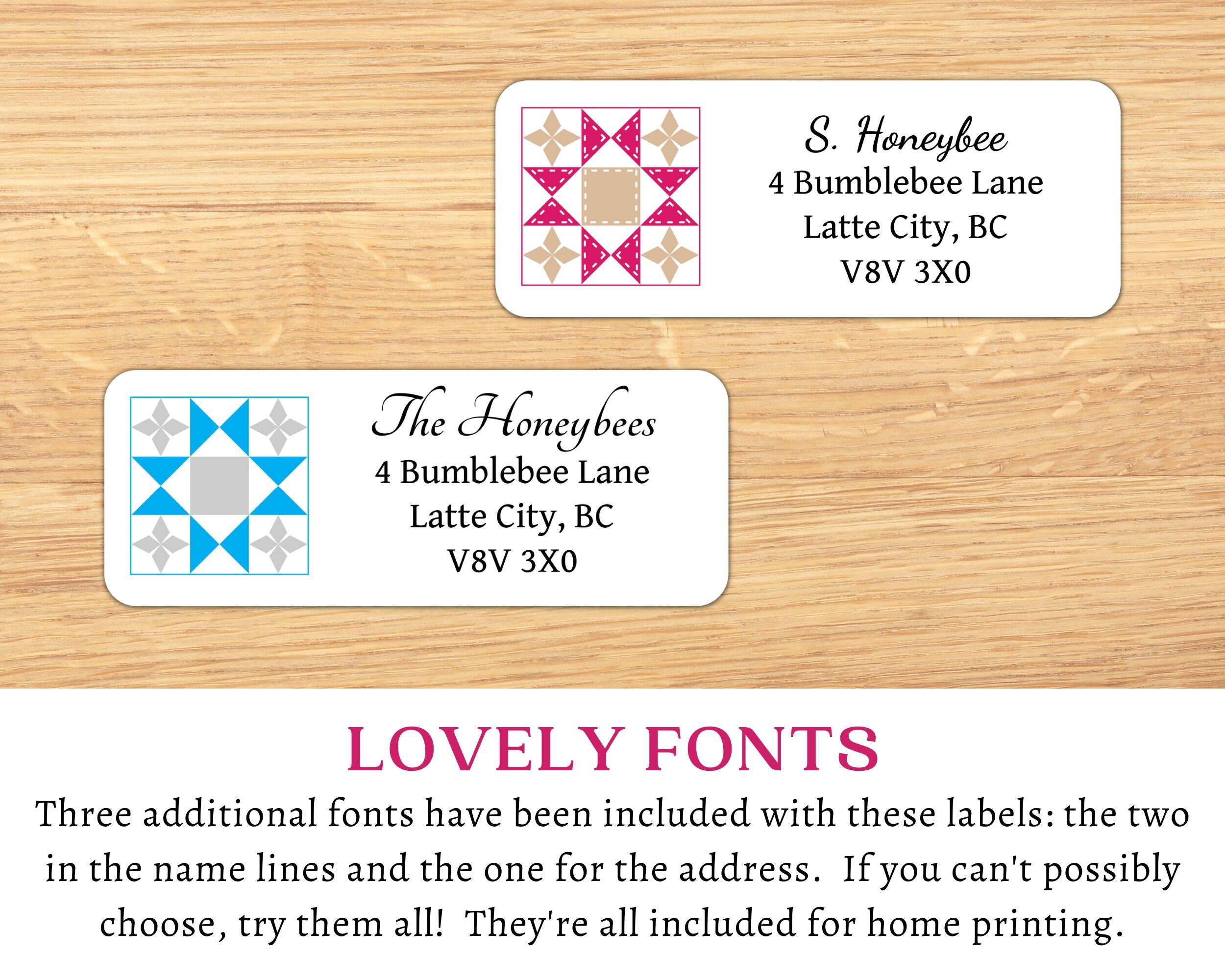 DIY Printable Quilt Address Labels Fillable Editable Cottagecore