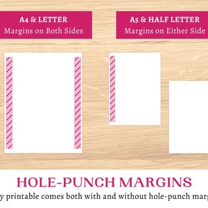 Printable Pink Gingham Note Paper blank pages checklist templates digital study notes A5, A4, half letter, letter instant download image 6