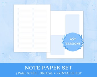 Printable Blue Stationery | checklist templates | lined pastel paper | digital notebook | A5, A4, half letter, letter | instant download