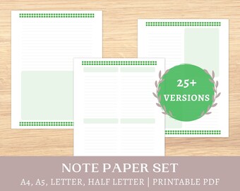 Printable Green Gingham Stationery | checklist templates | lined paper | DIY notebook | A5, A4, half letter, letter | instant download