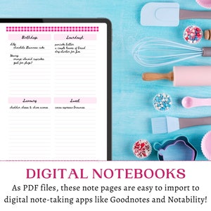 Printable Pink Gingham Note Paper blank pages checklist templates digital study notes A5, A4, half letter, letter instant download image 2