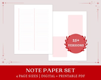 Printable Red Stationery | digital notebook | pastel study notes | lined paper | A5, A4, half letter, letter | instant download