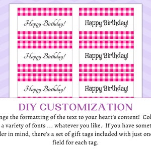 Printable Gingham Gift Tags Retro Gift Tags Template Thank You Tag Favour Tag Customizable ...