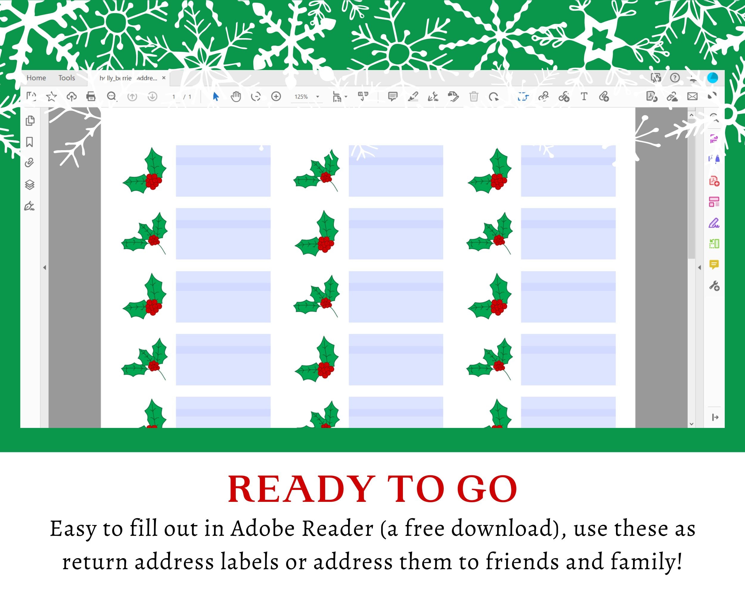 diy printable holly address labels | fillable | editable