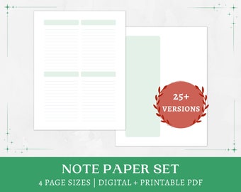 Printable Spruce Green Stationery | pastel study notes | lined paper | digital note paper | A5, A4, half letter, letter | instant download