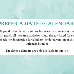 Editable Undated Printable Calendar Bundle | Landscape Office Calendar ...