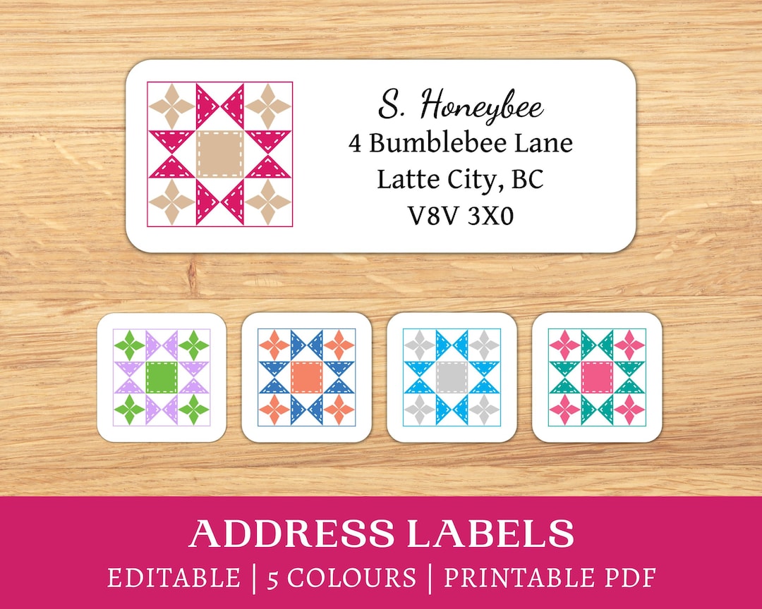 DIY Printable Quilt Address Labels Fillable Editable Cottagecore