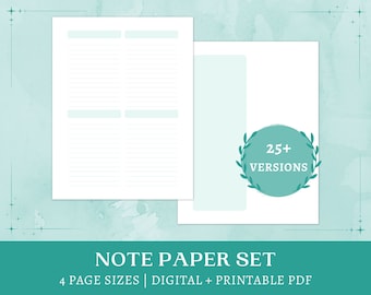 Printable Teal Stationery | checklist templates | pastel study notes | digital notebook | A5, A4, half letter, letter | instant download