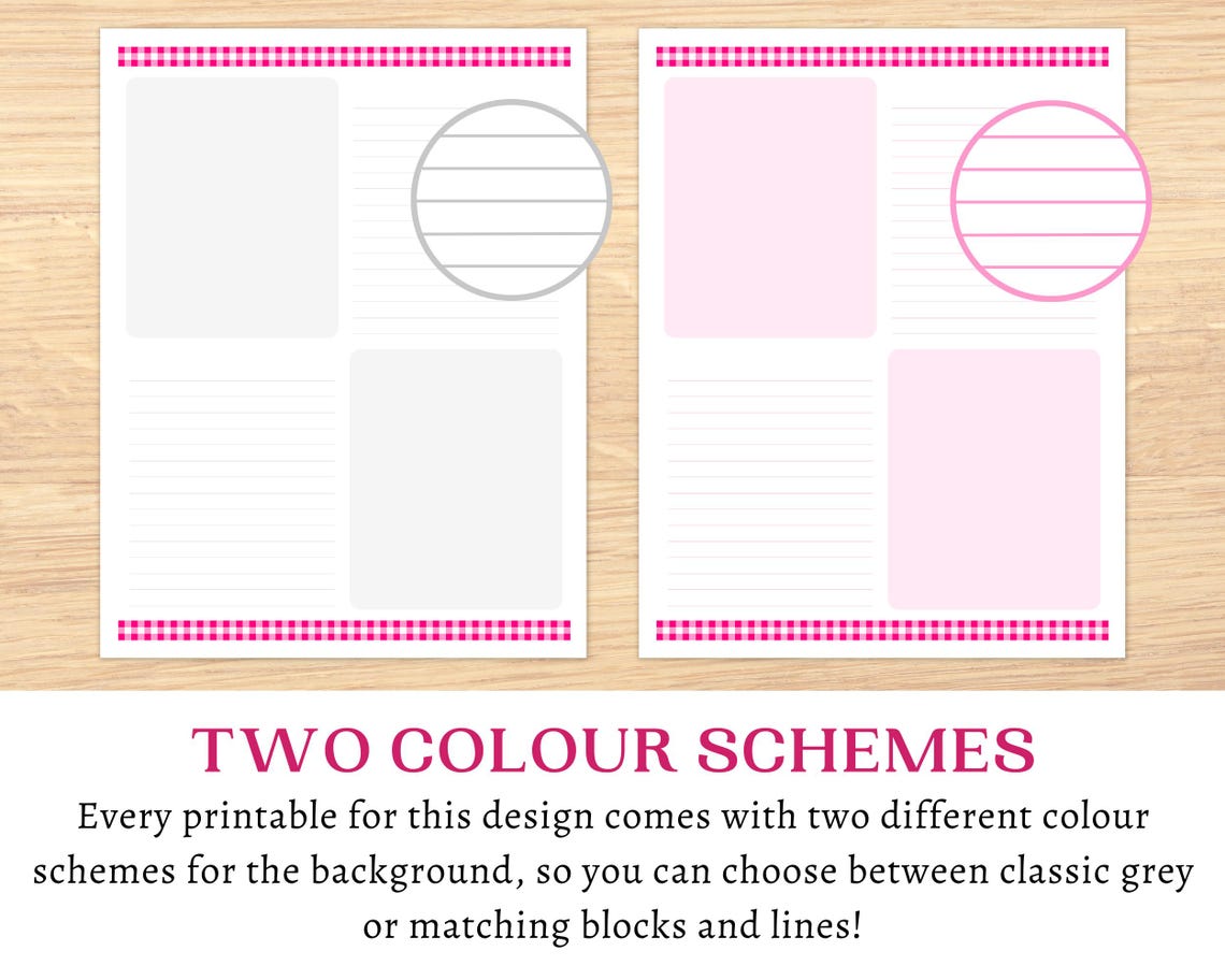Printable Pink Gingham Note Paper | Blank Pages | Checklist Templates ...
