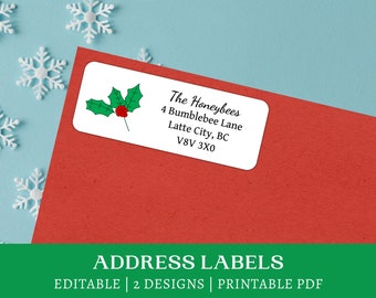 Christmas Address Labels Printable - Etsy