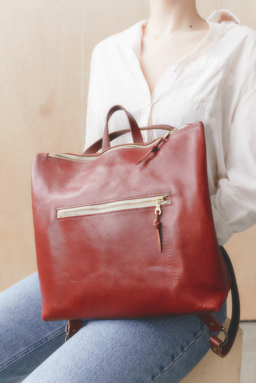 Clay Leather Convertible Backpack Handmade Leather Backpack | Etsy