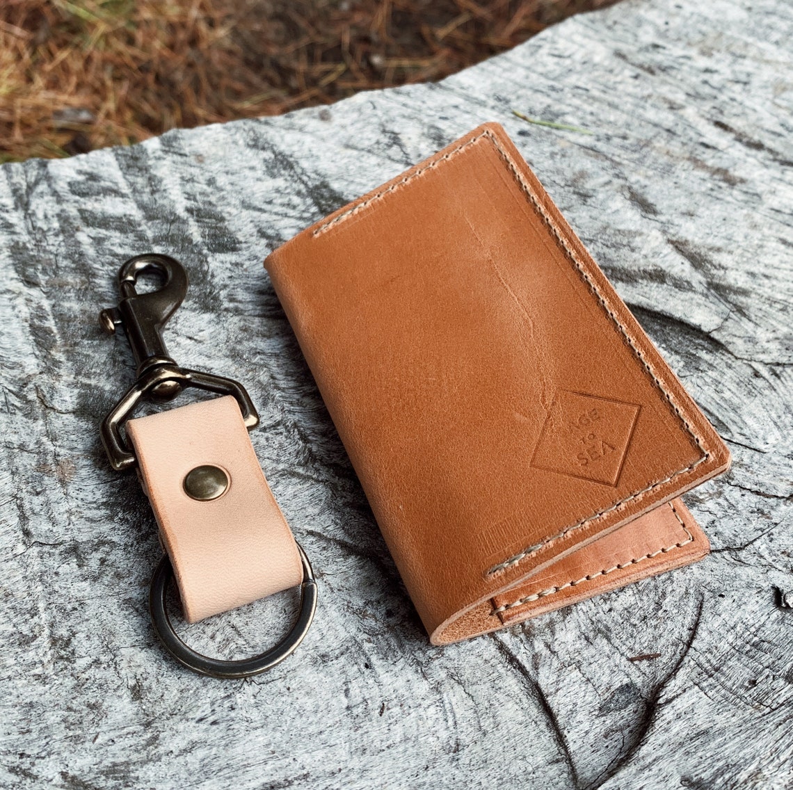 Key Fob & Card Wallet Gift Set en Natural Etsy
