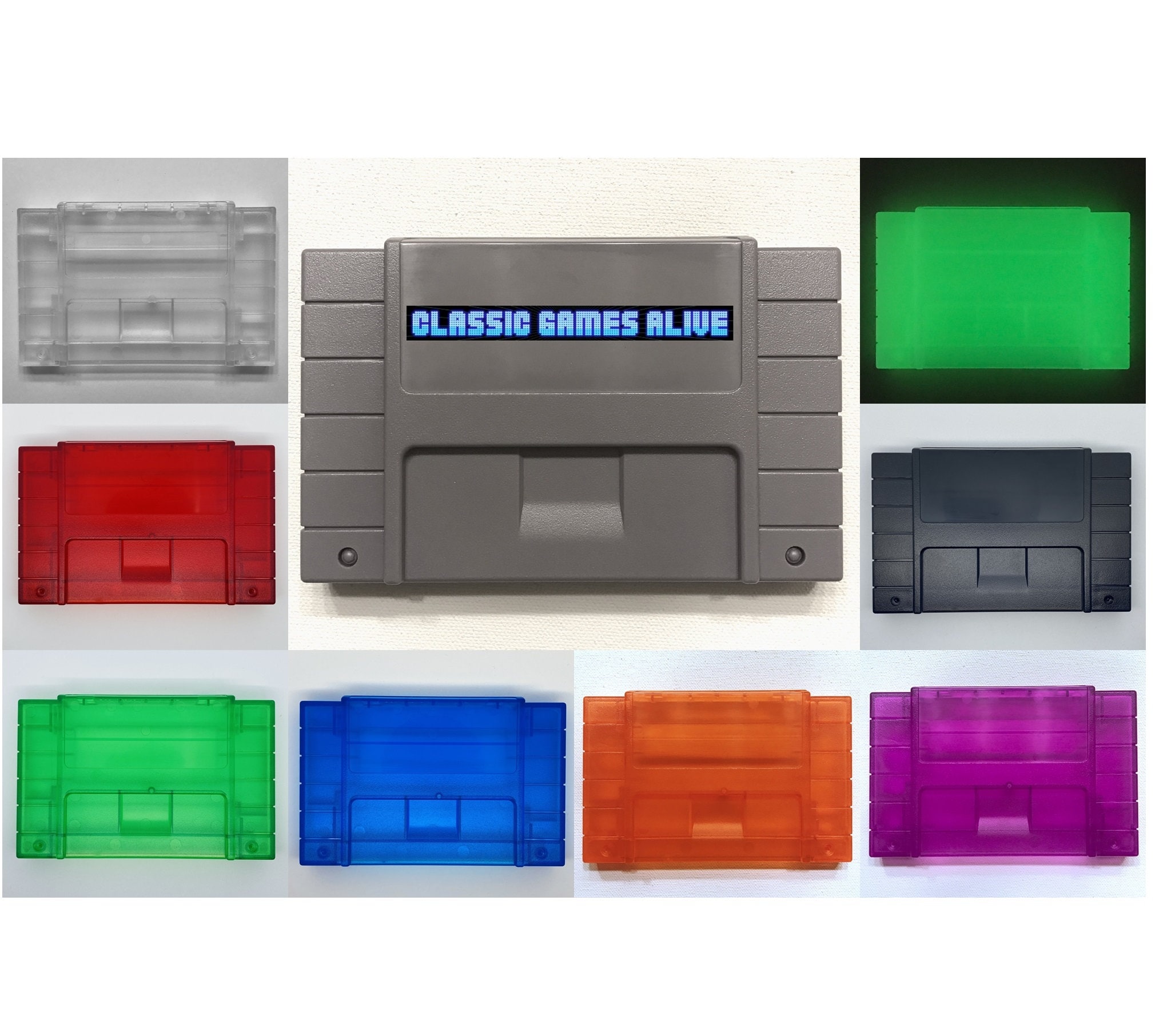 SNES Plastic Case Cartridge - Transparent COLOR TOP Quality - 9 Choices - Super Nintendo