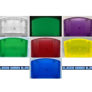 N64 複製ゲームケースカートリッジシェル - 透明クリア、アトミックパープル、スモーキー、さまざまな色、RFシールド