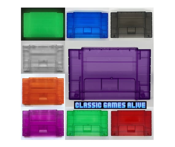 SNES Reproduction Game Case Cartridge Shell - Transparent Clear, Atomic Purple, Smoky, Different Colors TOP Quality -  Super Nintendo