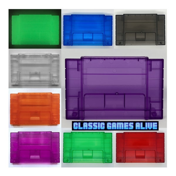 SNES Reproduction Game Case Cartridge Shell - Transparent Clear, Atomic Purple, Smoky, Different Colors TOP Quality -  Super Nintendo