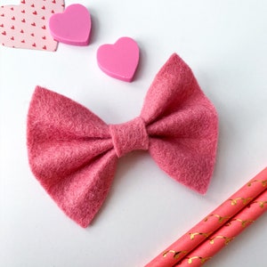 Rose Pink Valentine Hair Bow, Felt, Valentines Day Hairbows, Valentine, Hairbow, Headband, Hair Clip, Hair Accessories, For Girls, For Baby