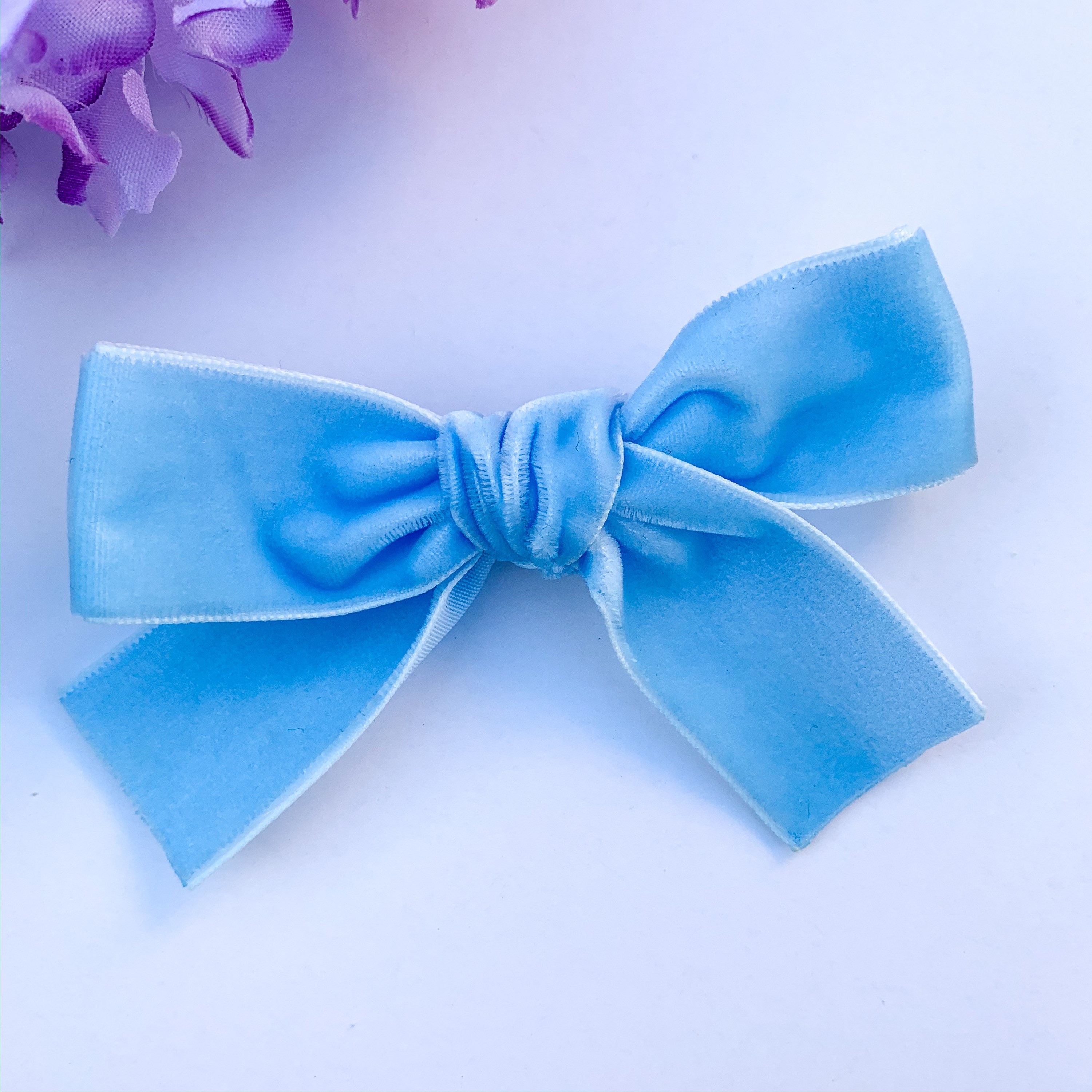Light Blue Velvet Easter Bow, Baby Easter Headband, Spring Bow, Kids