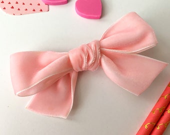 Soft Pink Velvet Valentine Hair Bow, Valentines Day Hairbow, Valentine, Baby Headband, Hair Clip, Hair Accessories, For Girls, Baby,Hair Bow