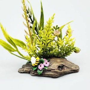 Handmade Resin Driftwood Fairy Garden Display with Bee