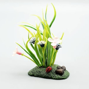 Handmade Fairy Garden Display: Miniature Ladybug Garden Patio Piece